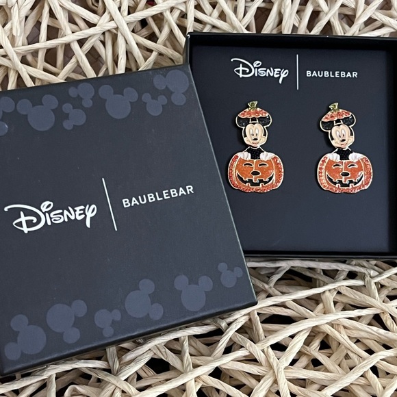 DISNEY X BAUBLEBAR • MICKEY MOUSE PUMPKIN • DANGLE EARRINGS - Picture 1 of 5